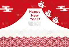 贺卡,新年前夕,鼠,十二生肖,欧洲赤松,传统,2020,春节,云,复古风格