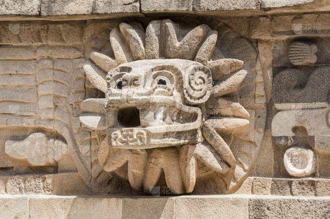 狄奥提瓦康,羽蛇神,寺庙,墨西哥,大特写...