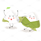 端午节可爱手绘矢量插画-粽子