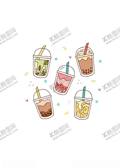 奶茶饮品 【酷图网】卡通水果茶,水果茶饮料,水果茶奶茶,奶茶杯,水果茶杯,杯子,矢量图