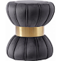 Hourglass Shaped Grey Velvet Ottoman Footstool