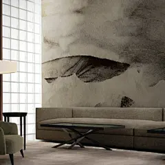 MASAR 复古水墨荷花背景墙壁纸新中式客厅沙发墙纸国画壁画 荷影