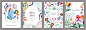 Creative universal art templates with abstract and floral elements. For poster, greeting and business card, invitation, banner, brochure, email header, post in social networks, events and page cover.