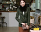 2012年秋冬新款韩国品牌韩版修身无领双排扣耸肩毛呢外套呢大衣女
