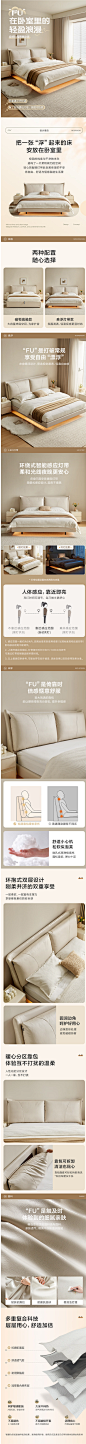 【全友布艺床】全友家居 悬浮床简约风皮感科技布床双人床卧室感应灯带1.8米床115021【行情 报价 价格 评测】-京东