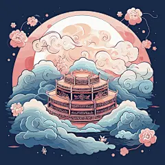 月夜珍馐中秋节 月饼 包装盒 插画 图标 SVG 设计 素材 矢量