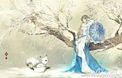 好像是第一次画有场景的来着-六尾十三_古风,水墨,妹纸,插画_涂鸦王国插画