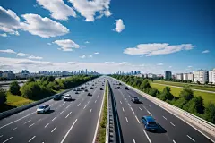 马路蓝天白云高速公路摄影图