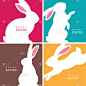 创造力,概念,四只动物,复活节兔子,可爱的,白色,自然,设计,问候