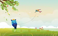 电脑屏幕-3 月#台历# #手绘##电脑壁纸#