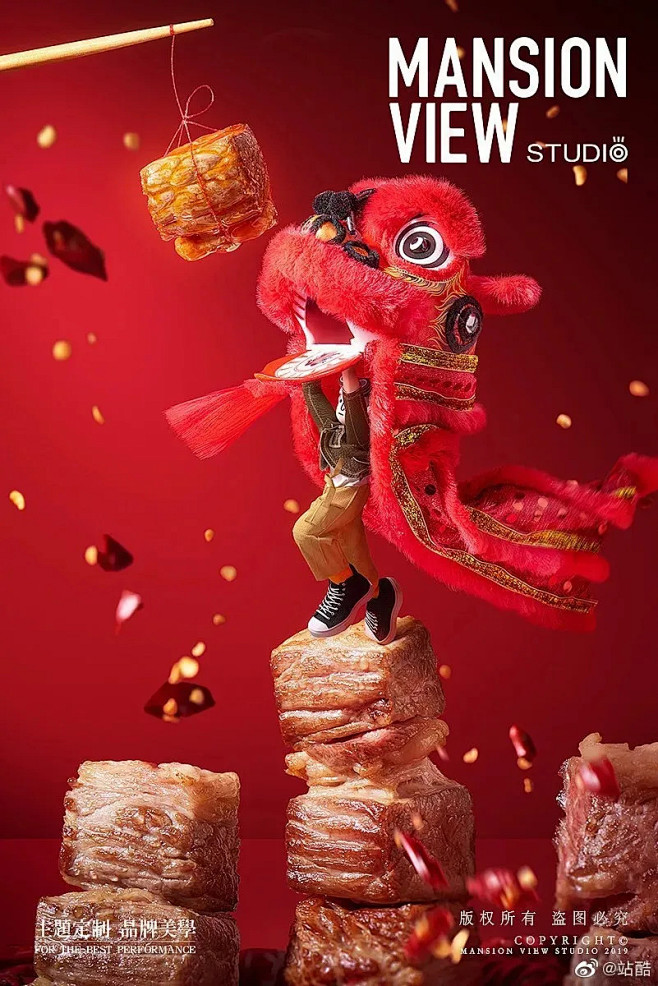 利用食物打造微观世界，虽然是平面海报，却...