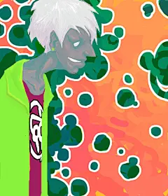 脑发条  的插画 白头发