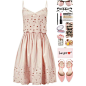 A fashion look from June 2016 featuring sundress dresses, ankle strap shoes and pink handbags. Browse and shop related looks.