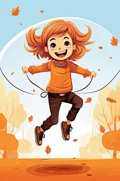 儿童跳绳形象锻炼插画