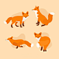 手绘可爱的狐狸卡通动物插画矢量图素材