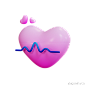 心率心率医疗医院爱情3D图标 heart rate medical hospital love icon