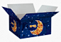 蓝色礼物盒子 卡通月亮 打开的礼物盒子p_觅元素51yuansu.com