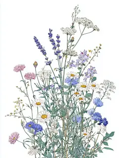 野花 薰衣草 甘菊 金鱼草 矢车菊 雏菊 插画 - 小红书