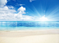 夏日阳光蓝天沙滩背景