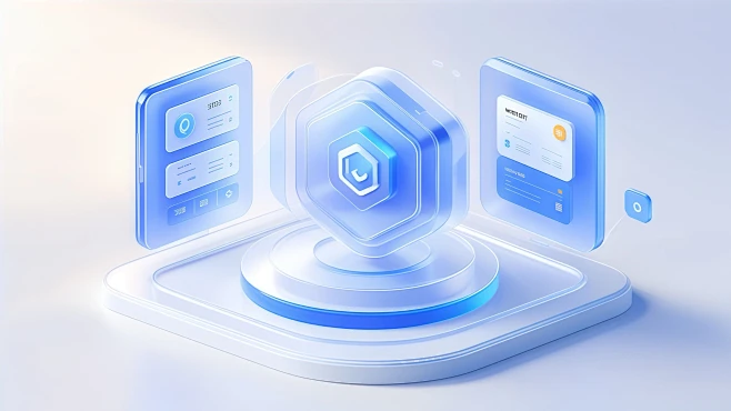 蓝色科技B端图标 3D图标 B端后台 三维 banner配图 数据 UI设计 视觉设计-花瓣网