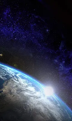 MEIZU动态壁纸：地球缓慢的转动，太阳渐渐升起，光影随着改变。
