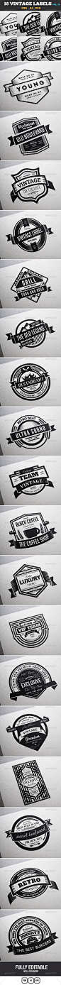 18 Vintage Labels & Badges Logos Insignias 复古标签素材-淘宝网