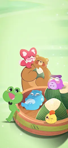一组“粽叶味”端午壁纸来了！开心村端午气氛值已达：100%