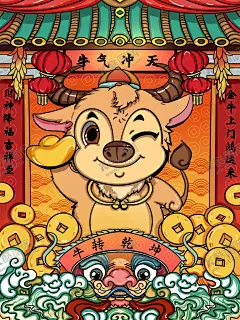 牛年 【酷图网】2021,牛年,舞狮,插画,辛丑年,年画,门神,牛,吉祥物,新年,装饰,窗花,新年快乐,牛年大吉,恭贺新禧,贺新年,春节,新春,财神,恭喜发财,福,书法,海报,贺礼,初一,年终,背景板,展板,微信,贴画,墙面,广告,红包,新年红包,年终总结,年会,新年背景,除夕,辞旧迎新,封面,贺岁