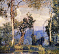 丹尼尔·加伯Daniel Garber（1880-1958）“也许我与一般山水画家的工作有所不同的原因是我在整体中有大量细节。毕竟，画画是将所有东西都纳入其中，而又像管弦乐队只取其整而使一切产生一种和谐的感觉。”
丹尼尔·加伯美国印象派画家的领军人物。丹尼尔·加伯的绘画风格以柔和的阳光和颜色鲜艳的特点著称。他对风景、近处日常场景都有诗意的描述，对象主要是他的妻子和孩子，作品中使用各种各样的鲜艳色彩来有效地创造逼真的深度和光线，仿佛一切都罩在大气的玻璃球内一样精致美丽。