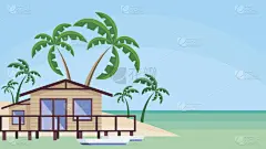 房屋,海洋,高跷,太平洋海岸山脉,平房,小屋,海景,小木屋,南,小别墅