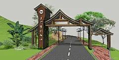 乡村景点门头设计Su模型分享 - 小红书