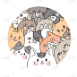 可爱的,猫,似人脸,动画片,儿童,白昼,圆形,宠物,爱,设计