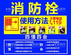 消防栓贴纸  - 源文件下载【酷图网】消防栓贴纸,使用方法,安全,海报,119,四懂四会,火警海报,