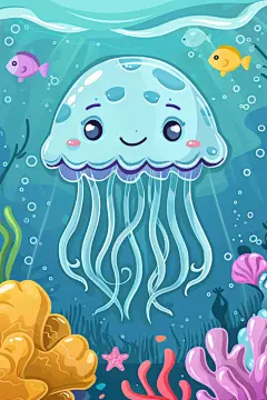海洋生物水母贴纸