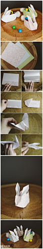 兔子折纸 兔子纸篮子折法diy手工教程