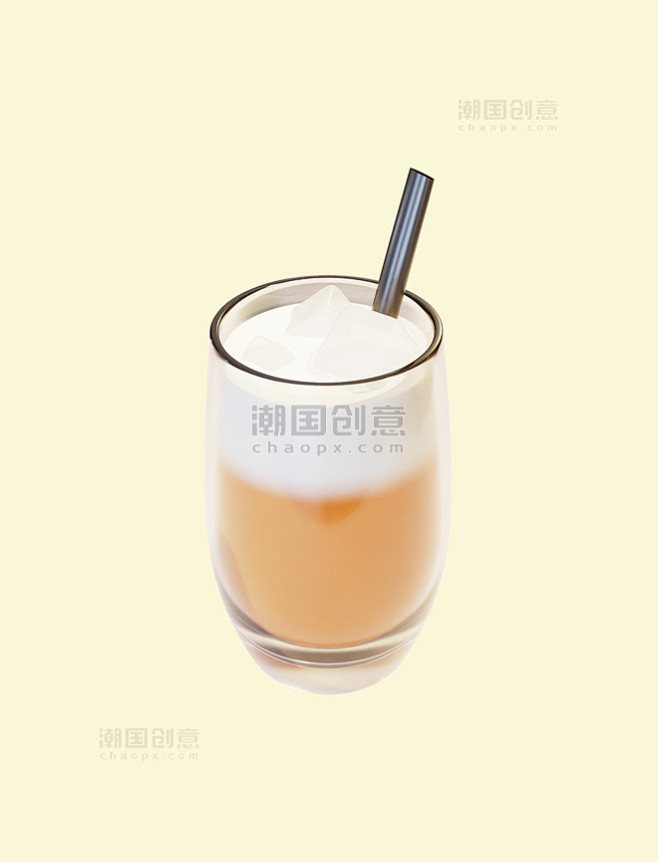 立体夏日饮品奶茶