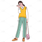 手绘风-人物插画-女孩