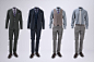 时尚高端专业的逼真质感男士三件套西装服装设计VI样机展示模型mockups