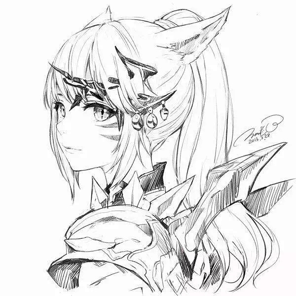 超好看的日系插画动漫人物高清线稿，临摹…...