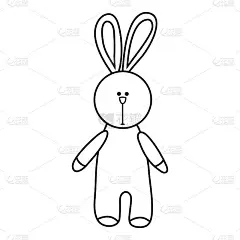 涂鸦毛茸茸的兔子。柔软的玩具。装饰复活节，生日贺卡，书页。儿童玩具在手绘风格。矢量插图。