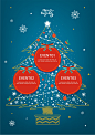 简笔线条 红色彩球 蓝色背景 圣诞节手绘海报设计AI cm180011542