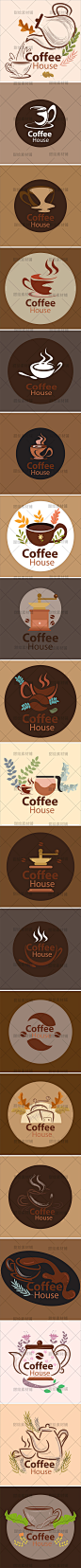 手绘咖啡店咖啡馆饮品咖啡LOGO标志图标插画ai矢量平面设计素材-淘宝网