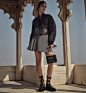 Mini sac Miss Caro Cuir d'agneau Macrocannage noir