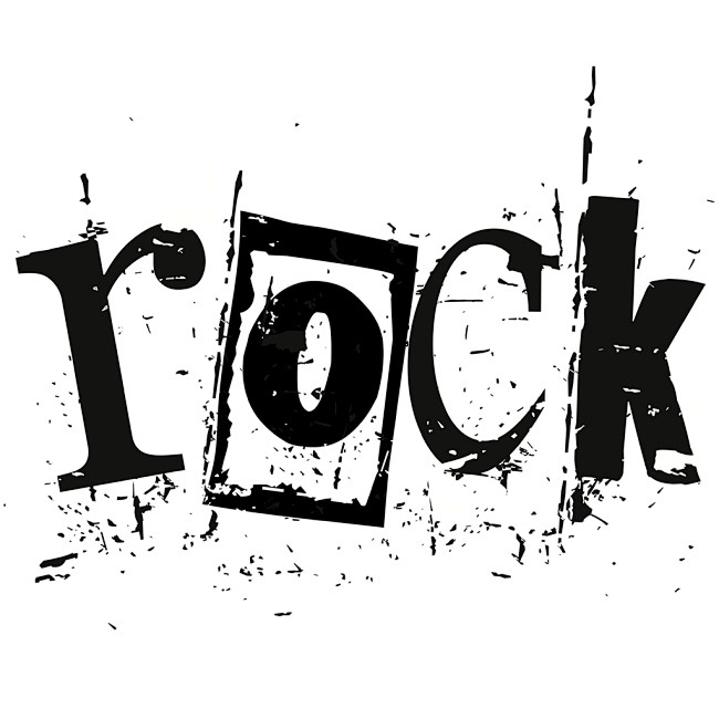 设计元素摇滚ROCK破损斑驳文字白底