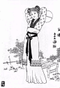 刘公华白描仕女图，表情生动，富有生活气息