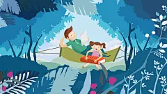 父爱有迹岁月无痕父爱如山父亲节插画