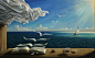 General 3000x1848 digital art fantasy art nature painting sea seashell table wood curtains feathers clouds Sun sunlight sailing ship books birds flying surreal