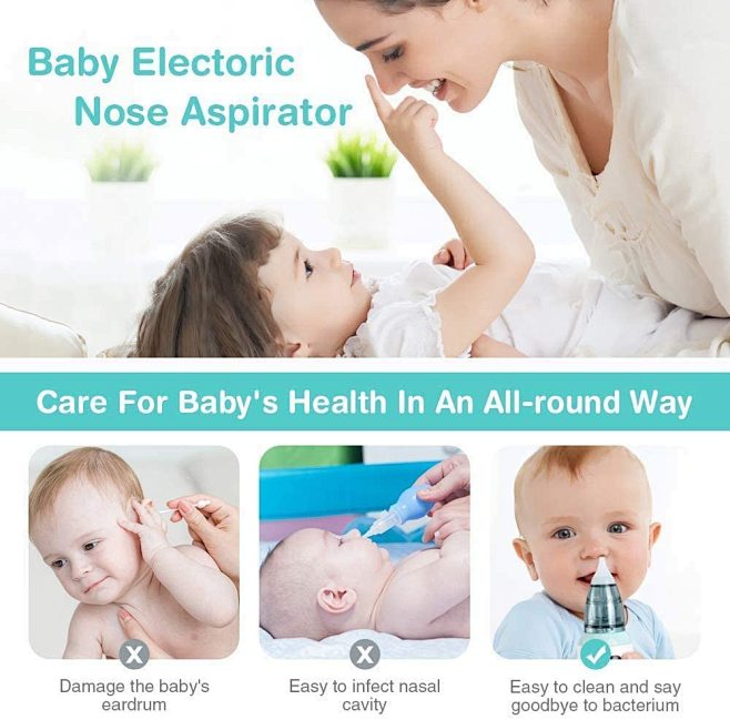Nasal Aspirator, Bichiro USB Charging Nose Cleaner with 3 Suction