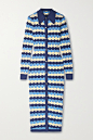 Blue Damien jacquard-knit midi dress | DODO BAR OR | NET-A-PORTER : Dodo Bar Or's geometric shapes are inspired by paintings and architecture. This 'Damien' midi dress is jacquard-knitted with wavering navy, blue and cream stripes. It's blended with plent