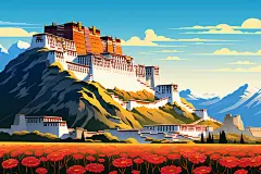 自然风光西藏旅游景点风景摄影图